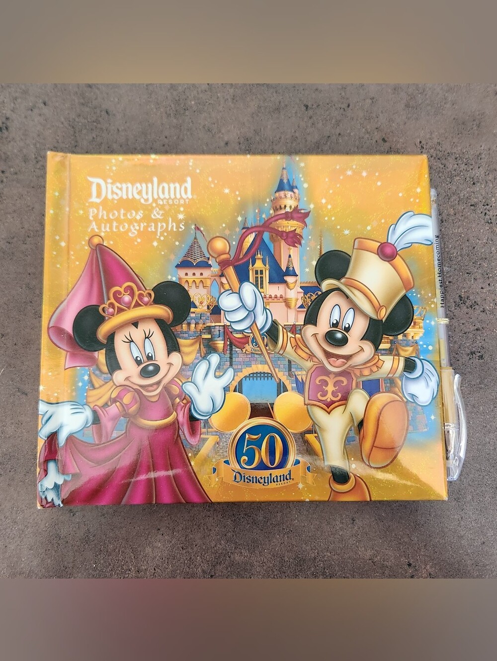 Vintage 2005 Disneyland 50th Anniversary Photo Autograph Book Gold Metallic
